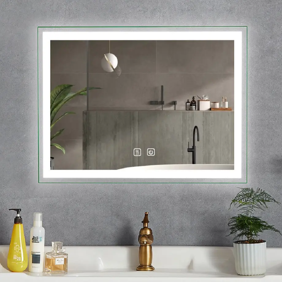 Rectangle LED Bathroom Dekoratif Mirror karo Aluminium Frame