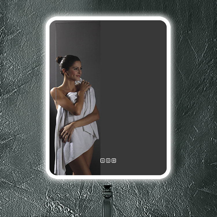 Rectangle LED Bathroom Mirror karo Multi-fungsi