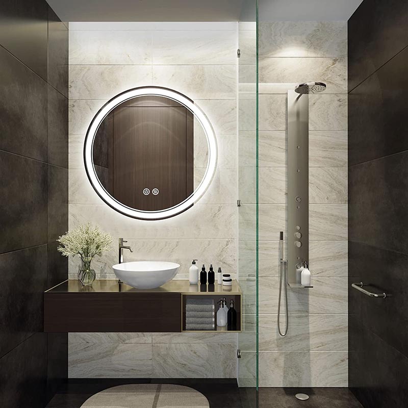 Round LED Bathroom Mirror Kanggo Dekorasi Hotel